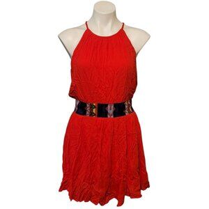 NWT Shop The Trends Size Large Tribal Dress Red Halter Neckline Abstract